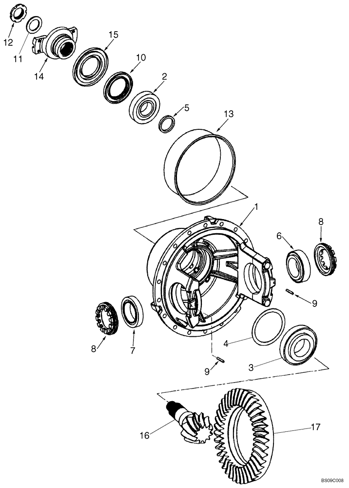 Схема запчастей Case 921E - (06-22) - AXLE, REAR - DIFFERENTIAL CARRIER (06) - POWER TRAIN