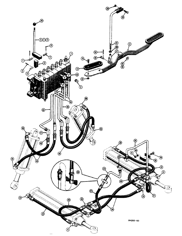 Схема запчастей Case 320 - (54) - SWING CYLINDER AND STABILIZER CYLINDER HYDRAULICS (CRAWLER) (00) - COMPLETE MACHINE