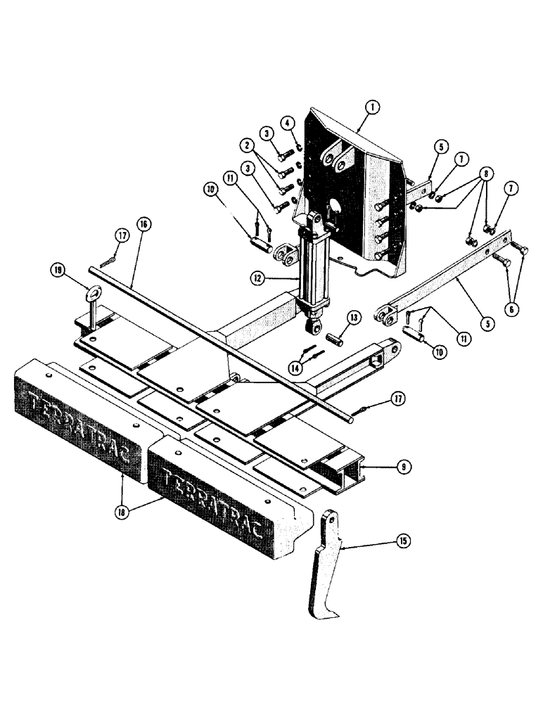 Схема запчастей Case 600 - (190) - SCARIFIER INSTALLATION, FRAME, CYL., BRACKETS, COUNTERWEIGHTS, MTG. PARTS (USED UP TO S/N 4-26-56) (05) - UPPERSTRUCTURE CHASSIS