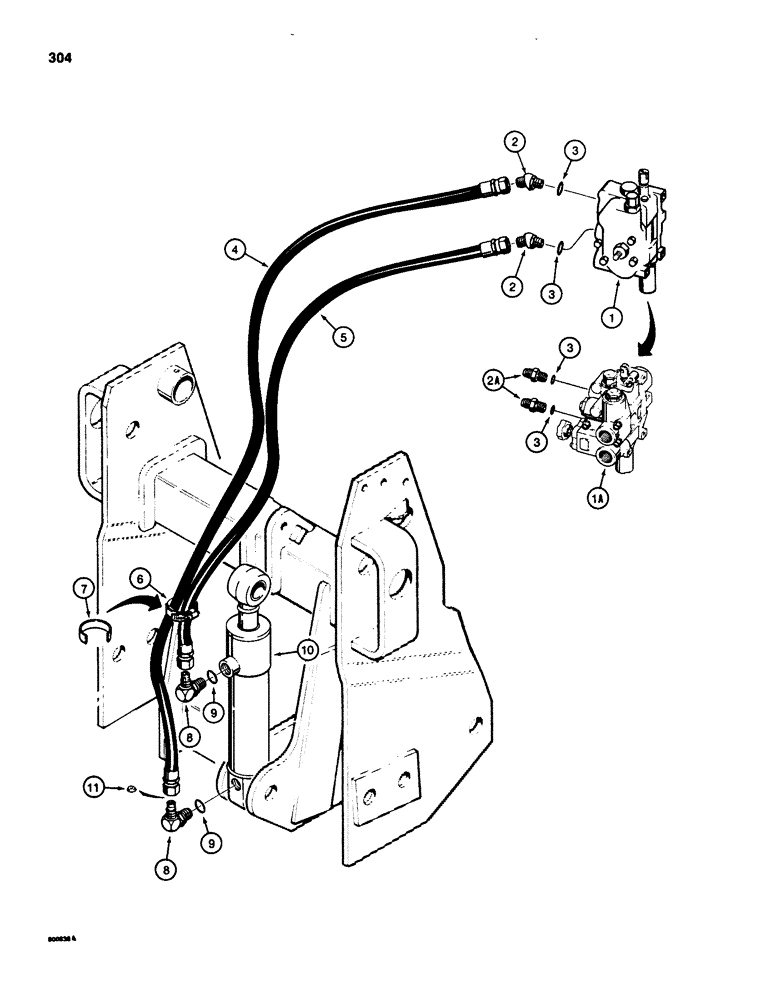 Схема запчастей Case 580SD - (304) - THREE-POINT HITCH CYLINDER HYDRAULIC CIRCUIT, USED WITH MECHANICAL HITCH (08) - HYDRAULICS