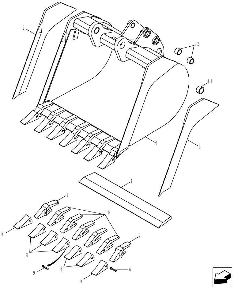 Схема запчастей Case 580SM - (84.100.01[06]) - BUCKET, UNIVERSAL BACKHOE (914 MM (36 INCH) WIDE) (84) - BOOMS, DIPPERS & BUCKETS