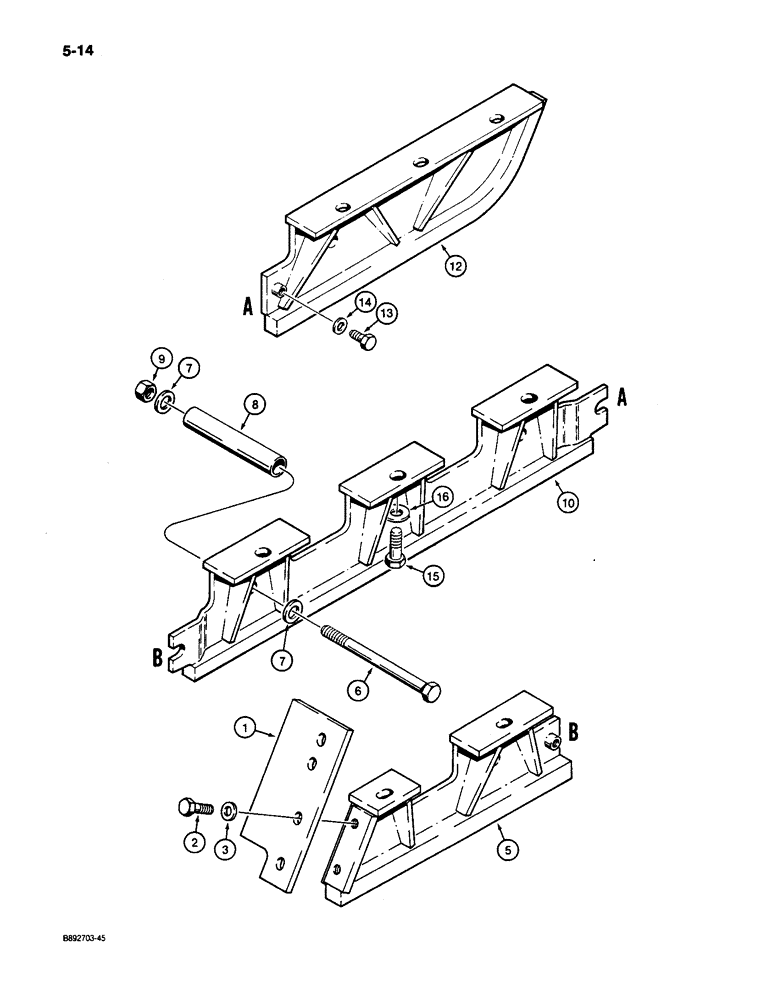 Схема запчастей Case 650 - (5-14) - TRACK GUARDS (11) - TRACKS/STEERING