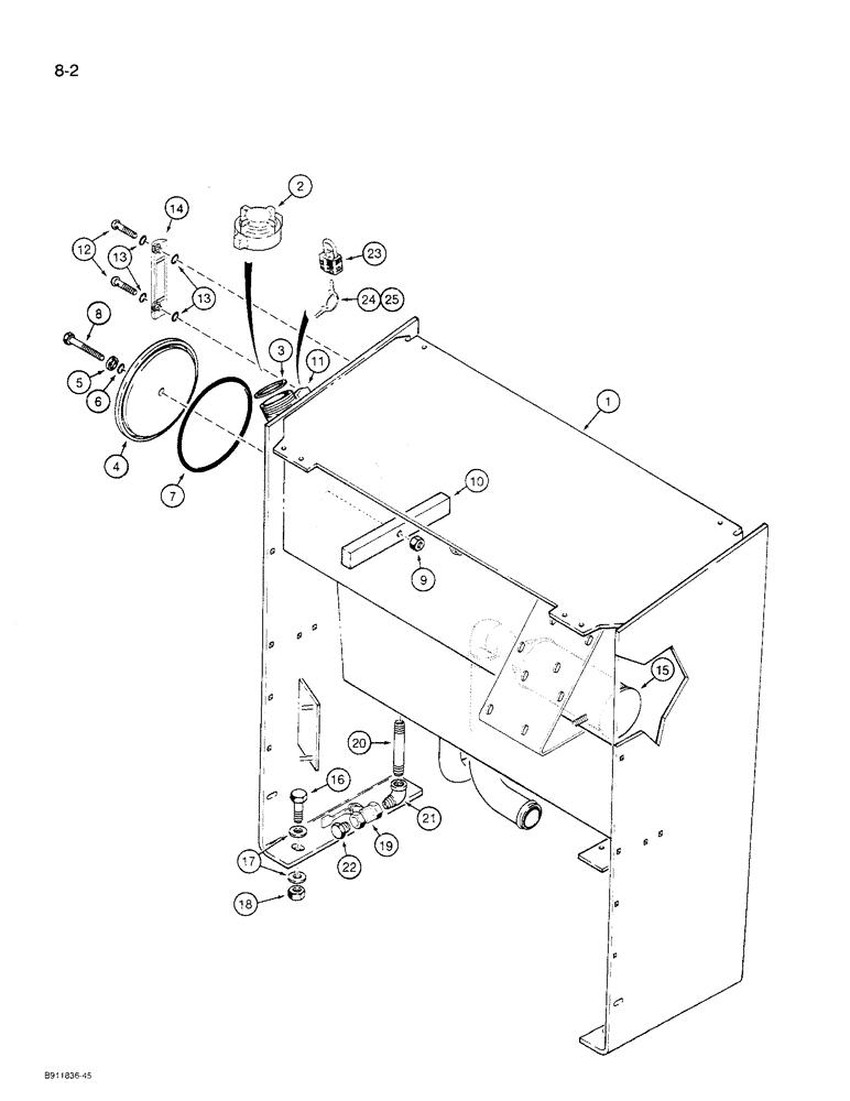 Схема запчастей Case 621 - (8-02) - HYDRAULIC RESERVOIR (08) - HYDRAULICS