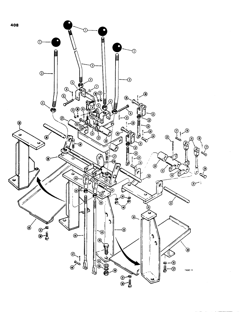 Схема запчастей Case 35 - (408) - TWIN LEVER BACKHOE CNTRL, CASE & COMMERCIAL - CESSNA VALVES USED ON MDLS W/ BACKHOE SN 5222135 & AFT 