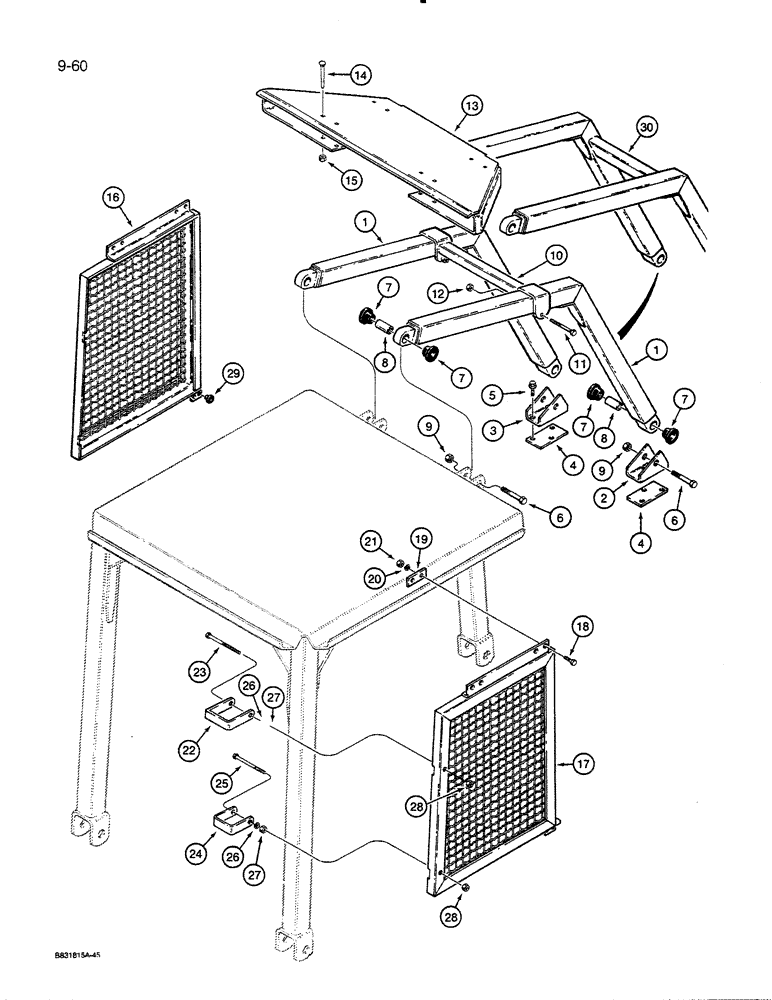 Схема запчастей Case 455C - (9-60) - CANOPY SCREENS AND BRUSH GUARD (09) - CHASSIS/ATTACHMENTS