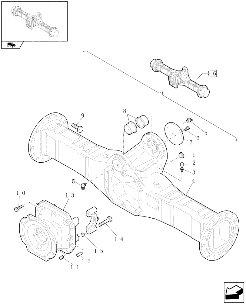 Схема запчастей Case 321E - (073/03[04]) - 20 KM/H REAR SELF-LOCKING AXLE (05) - REAR AXLE