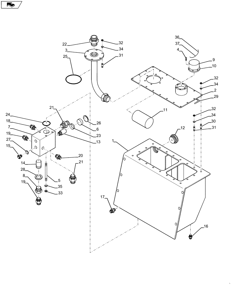 Схема запчастей Case SV211 - (35.300.AD[01]) - HYDRAULIC TANK ASSEMBLY (35) - HYDRAULIC SYSTEMS