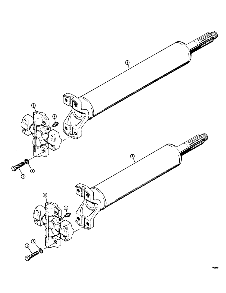 Схема запчастей Case 825 - (142) - L52389 REAR AXLE DRIVE SHAFT (03) - TRANSMISSION