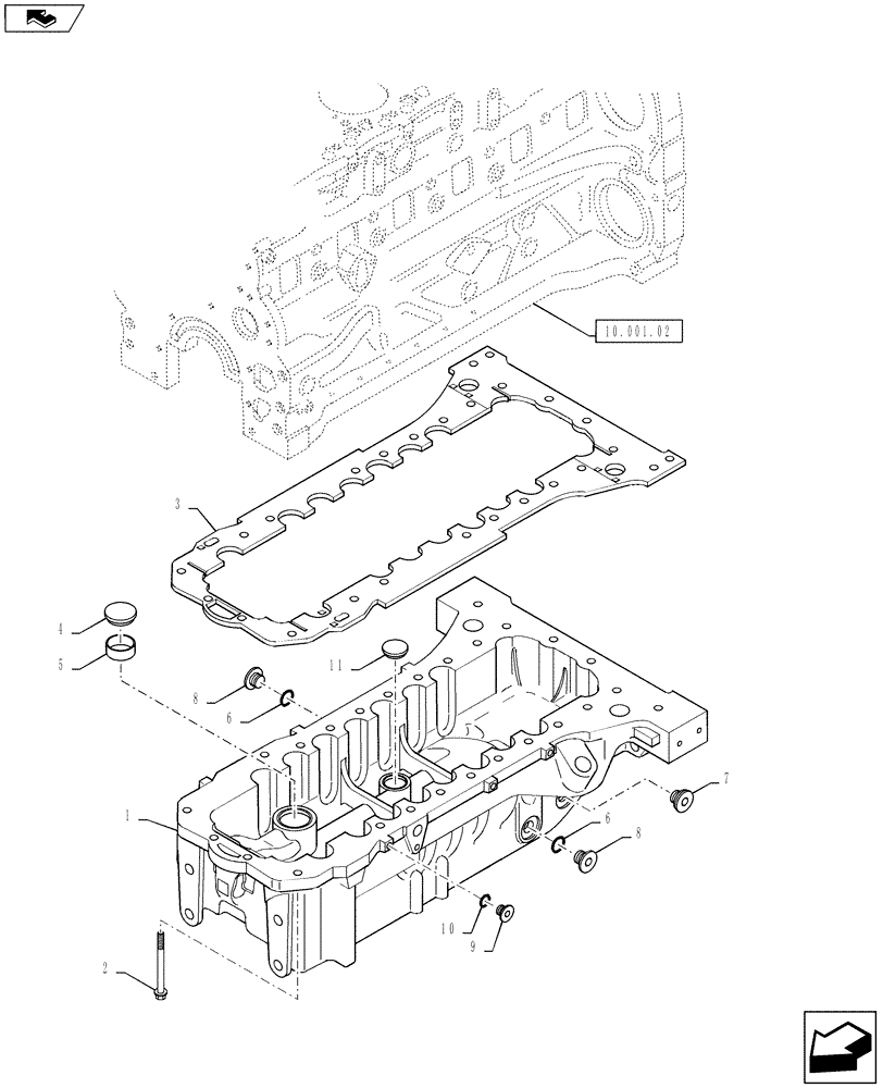 Схема запчастей Case F4DFE613B A004 - (10.102.01) - ENGINE OIL SUMP (10) - ENGINE