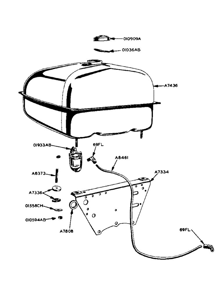 Схема запчастей Case 420 - (028) - POWRDYNE GAS ENGINE, FUEL TANK (10) - ENGINE