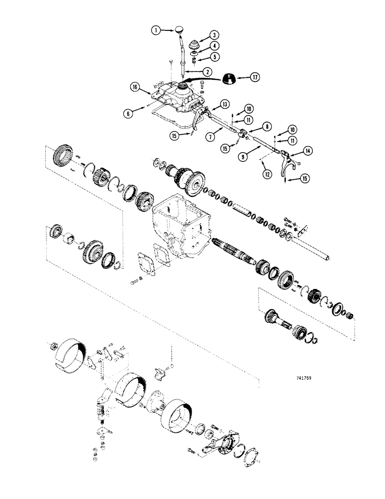 Схема запчастей Case 680CK - (088) - TRANSMISSION CONTROLS, FOUR SPEED SHIFTING PARTS (21) - TRANSMISSION