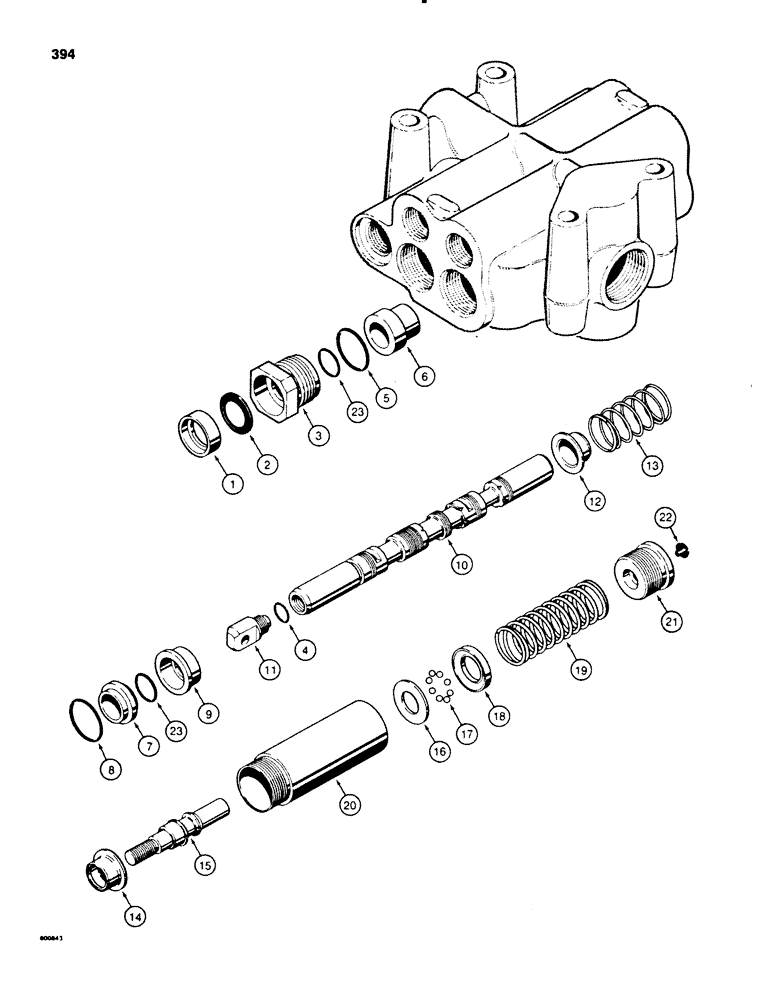 Схема запчастей Case 580SE - (394) - PARKER LOADER CONTROL VALVE, LOADER LIFT SPOOL (08) - HYDRAULICS