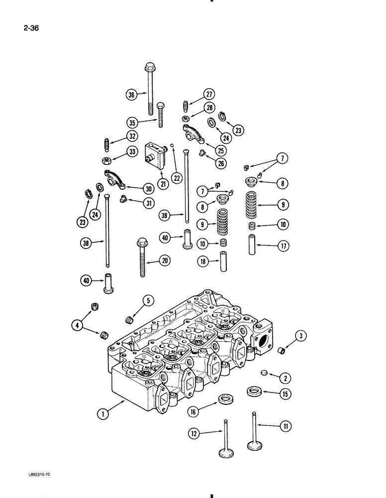 Схема запчастей Case 580K - (2-036) - VALVE MECHANISM, 4-390 ENGINE, 4T-390 ENGINE (02) - ENGINE