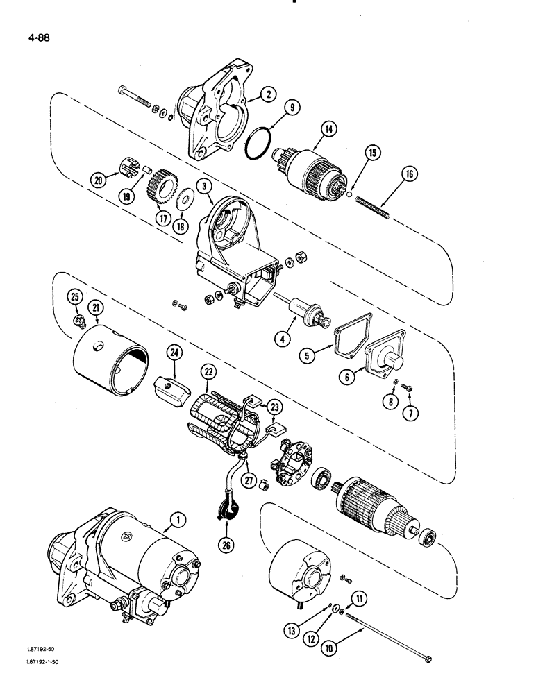 Схема запчастей Case 580K - (04-088) - STARTER (04) - ELECTRICAL SYSTEMS