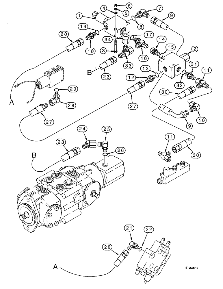 Схема запчастей Case 1825B - (6-20) - HYDROSTATIC CIRCUIT, PRESSURE VALVES, EUROPE (06) - POWER TRAIN