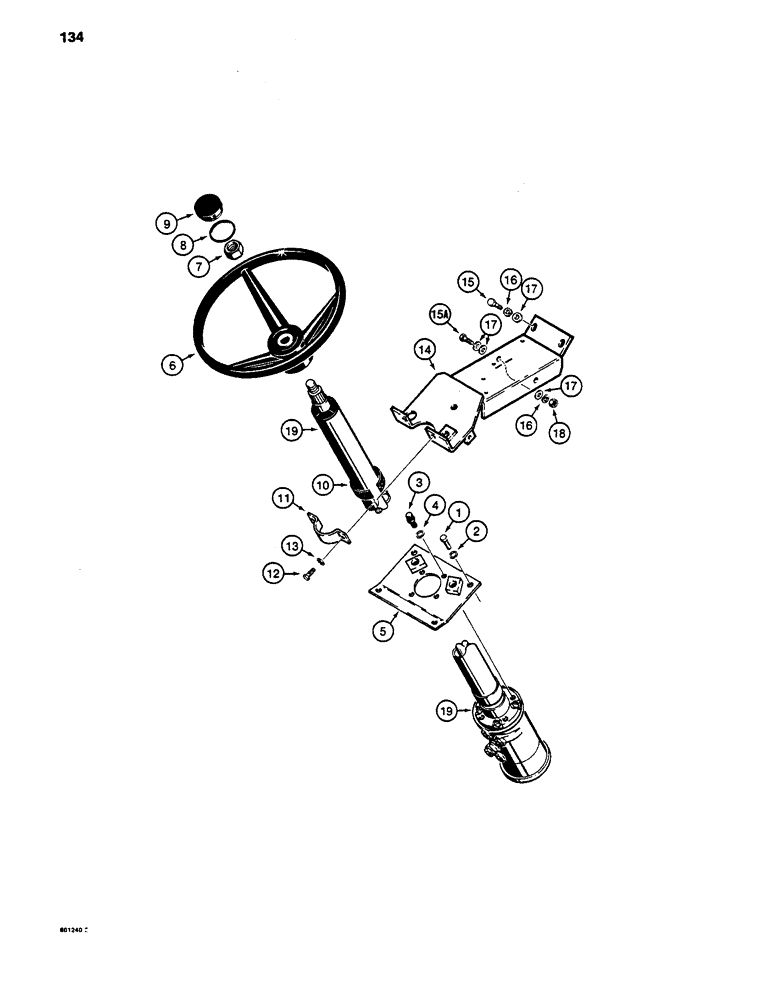 Схема запчастей Case 480D - (134) - STEERING WHEEL AND COLUMN (41) - STEERING