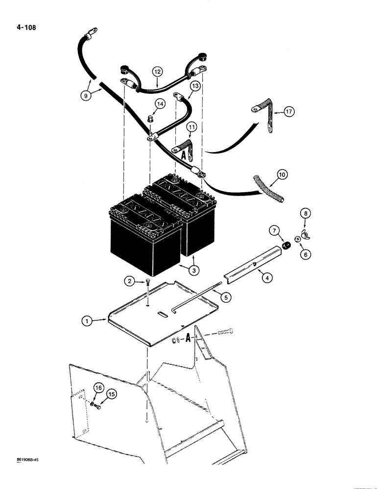 Схема запчастей Case 580K - (04-108) - BATTERIES AND CABLES, COLD START SYSTEM (04) - ELECTRICAL SYSTEMS