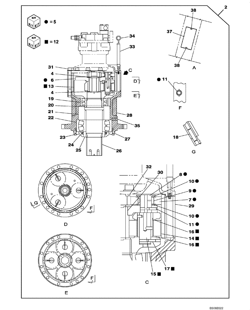 Схема запчастей Case CX700B - (08-71) - SWING REDUCTION GEAR (08) - HYDRAULICS