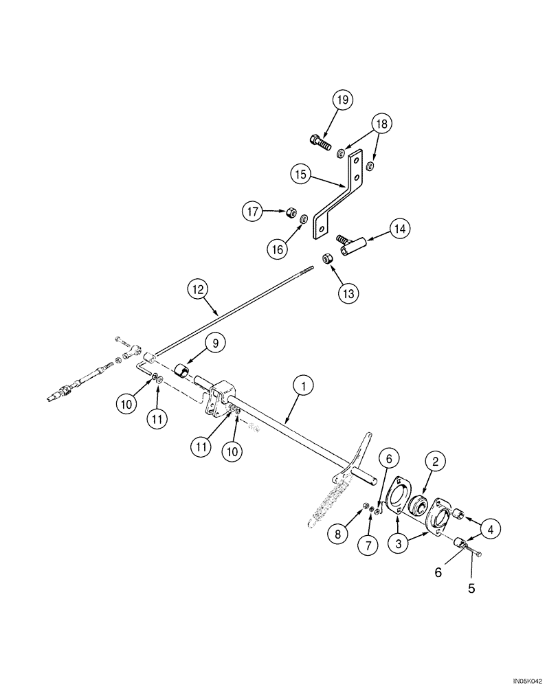 Схема запчастей Case 550H-IND - (03-03) - CONTROLS, THROTTLE - SHAFT, CROSS AND CONTROL ROD, MODELS WITH TURBOCHARGER (03) - FUEL SYSTEM