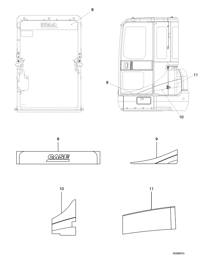 Схема запчастей Case CX31 - (09-61[00]) - DECALS - CAB (09) - CHASSIS/ATTACHMENTS