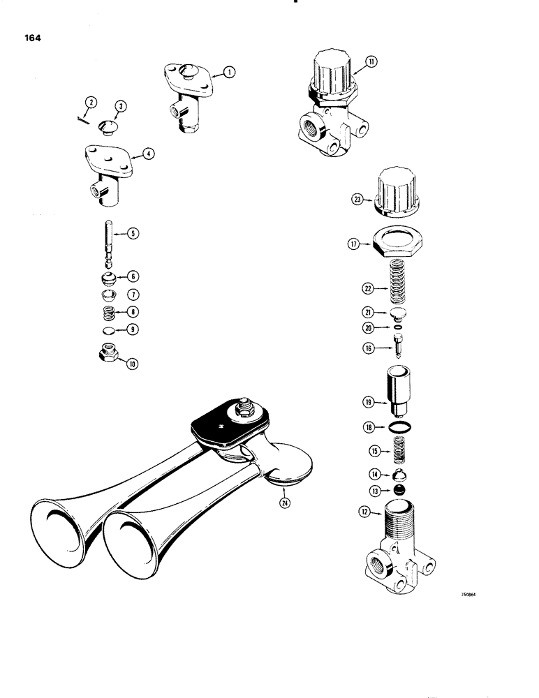 Схема запчастей Case W20 - (164) - L12647 HORN VALVE (08) - HYDRAULICS