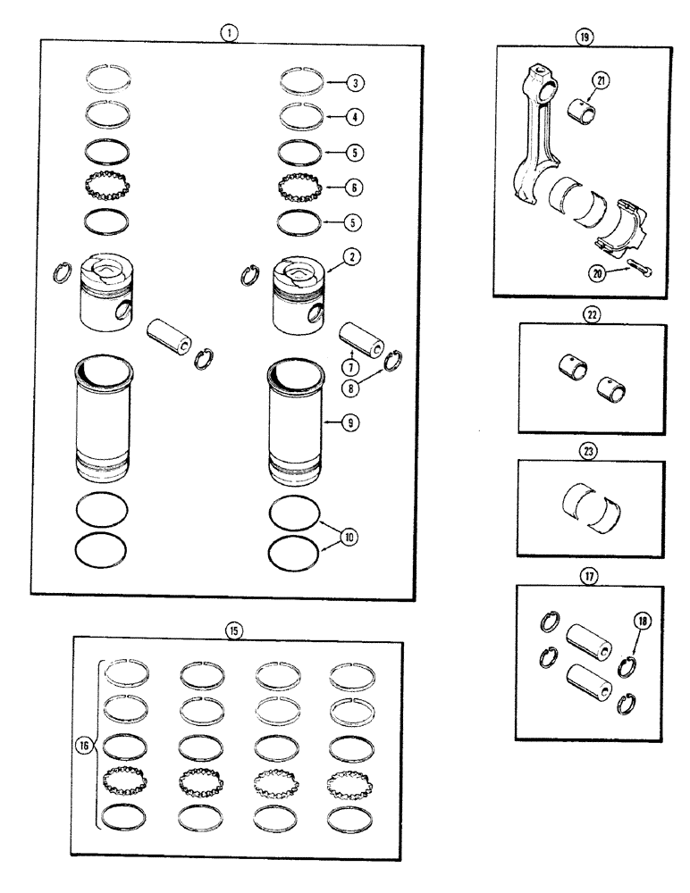 Схема запчастей Case 680CK - (020) - PISTON ASSEMBLY AND CONNECTING RODS, (301B) DIESEL ENGINE (10) - ENGINE