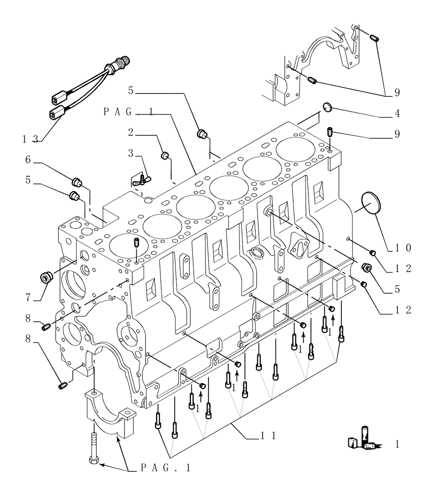 Схема запчастей Case 1850K LT - (0.040[02]) - CRANKCASE (01) - ENGINE