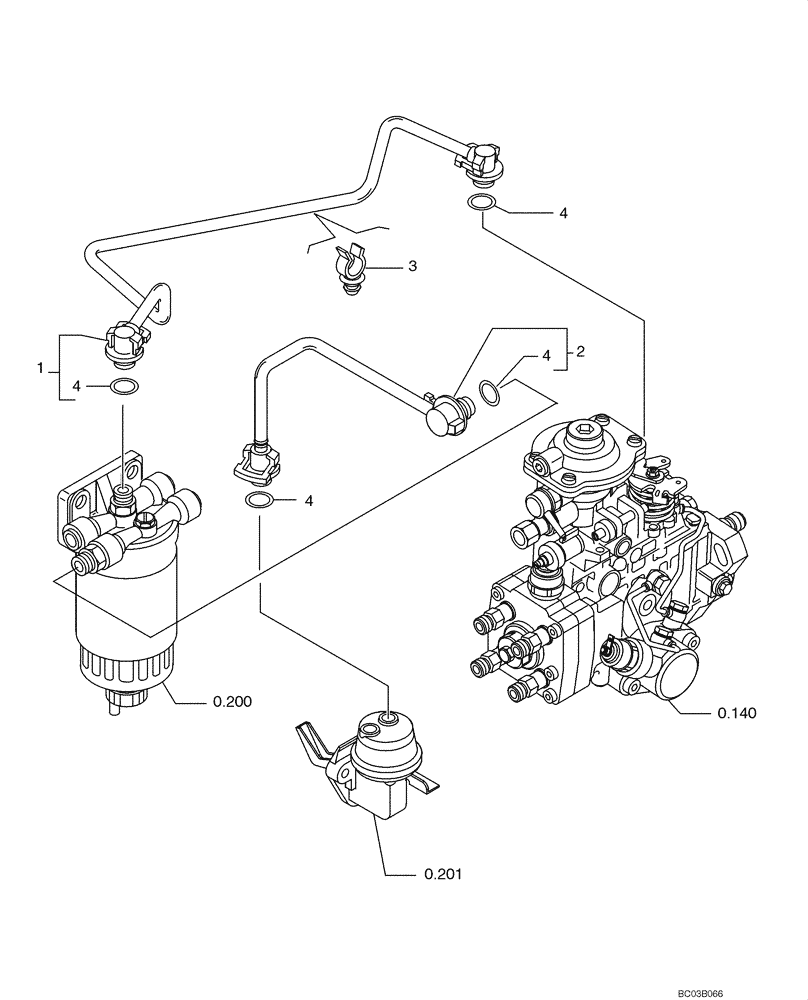 Схема запчастей Case 521D - (0.203[01]) - FUEL INJECTION SYSTEM (03) - FUEL SYSTEM