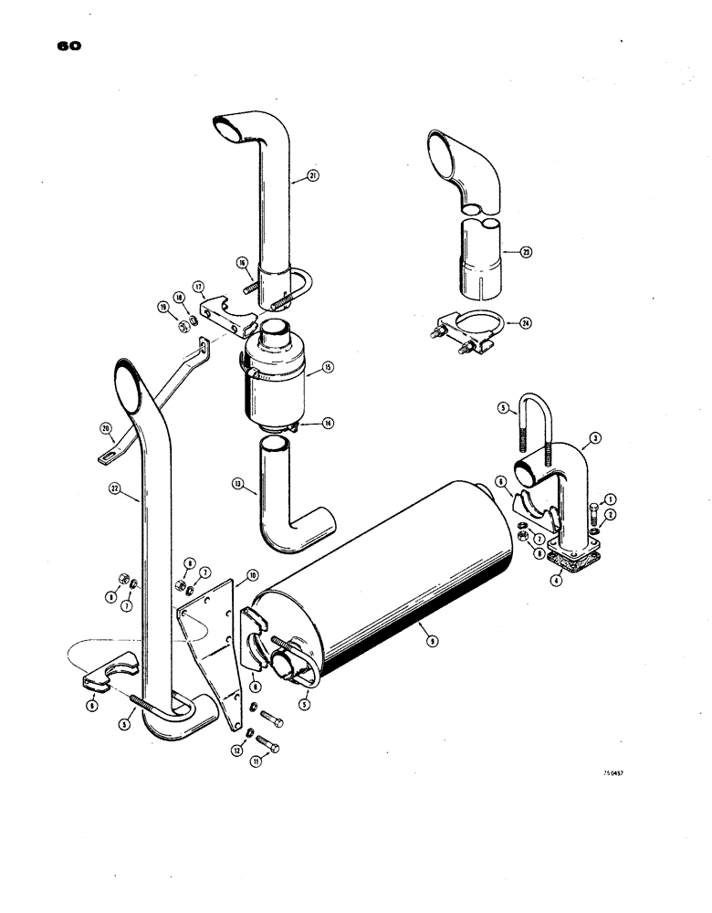 Схема запчастей Case W24B - (060) - STANDARD AND SPARK ARRESTING MUFFLERS (02) - ENGINE