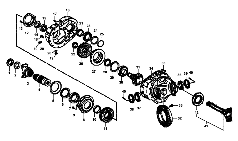 Схема запчастей Case 330 - (32A00010584[02]) - INTERMEDIATE AXLE - DIFFERENTIAL (8900134949) (11) - AXLES/WHEELS