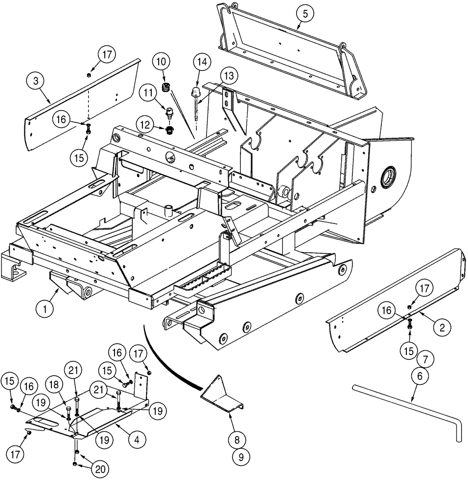 Схема запчастей Case TF300B - (09-01) - MOUNTING CHASSIS AND PANELS (09) - CHASSIS/ATTACHMENTS