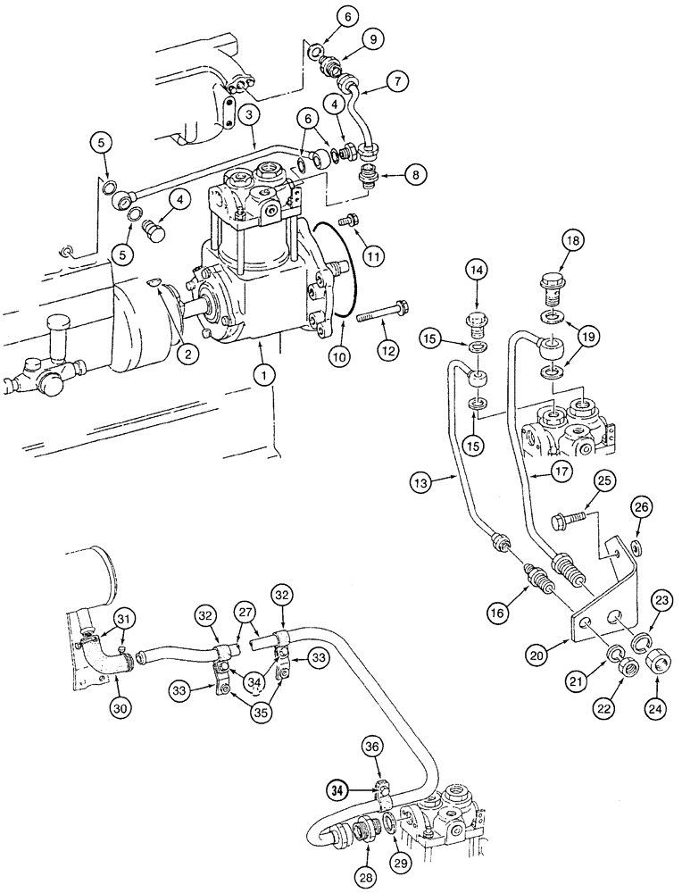 Схема запчастей Case 9050 - (2-52) - AIR COMPRESSOR SYSTEM (02) - ENGINE