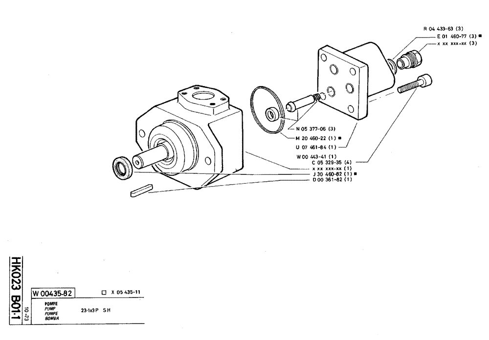 Схема запчастей Case TY45 - (HK023 B01.1) - PUMP - 23-1 X 3P SH (07) - HYDRAULIC SYSTEM