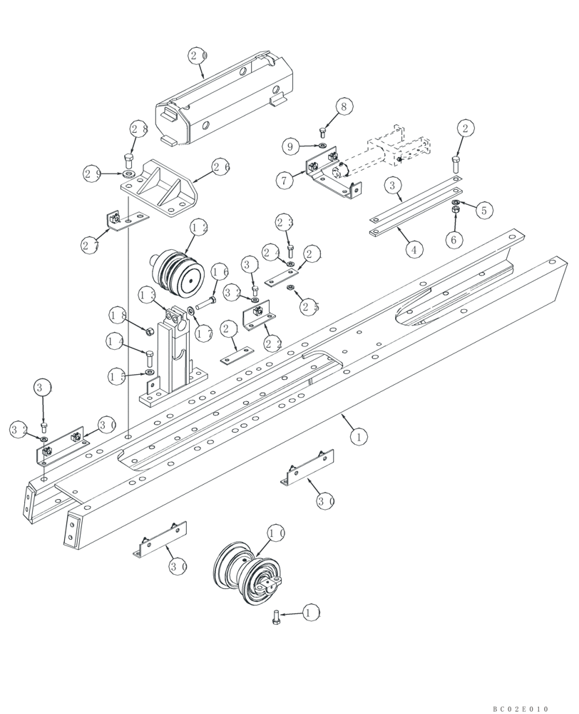 Схема запчастей Case 650K - (05-01) - FRAME, TRACK - ROLLER AND RECOIL HOUSING 650K (11) - TRACKS/STEERING