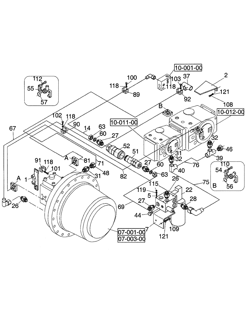 Схема запчастей Case SV216 - (10-003-00[01]) - HYDRAULIC CIRCUIT, TRAVEL - DRUM (08) - HYDRAULICS