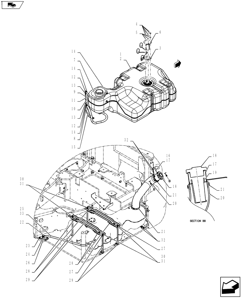 Схема запчастей Case CX55BMSR - (01-012[01]) - FUEL TANK INSTALL (10) - ENGINE