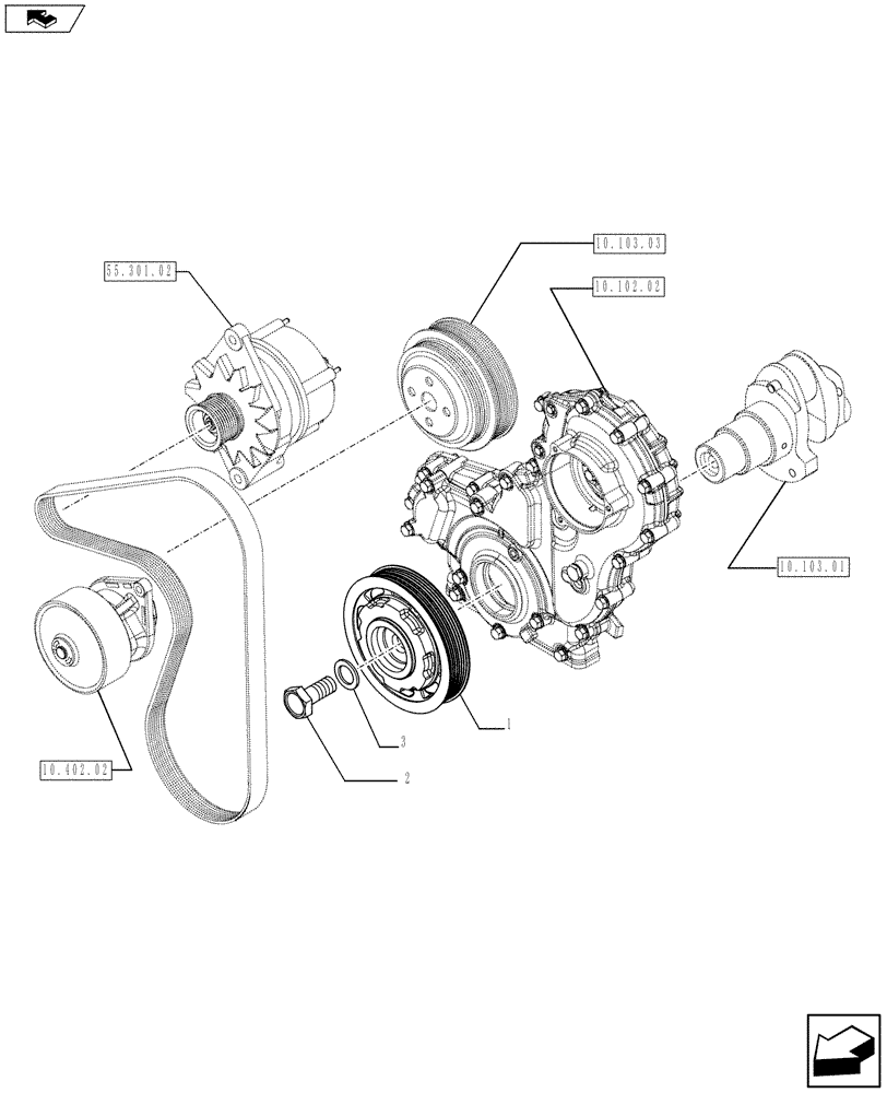 Схема запчастей Case TV380 - (10.103.04) - PULLEY - CRANKSHAFT (504388089) (10) - ENGINE