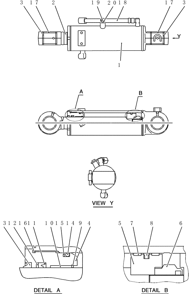 Схема запчастей Case CX50B - (HC750) - CYLINDER ASSEMBLY, DOZER (35) - HYDRAULIC SYSTEMS