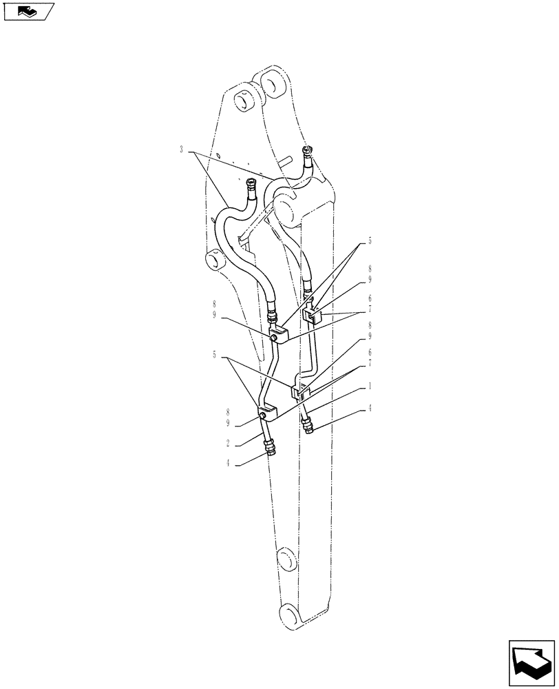 Схема запчастей Case CX55BMSR - (03-028[00]) - HYD LINES, ARM 1.66M (35) - HYDRAULIC SYSTEMS