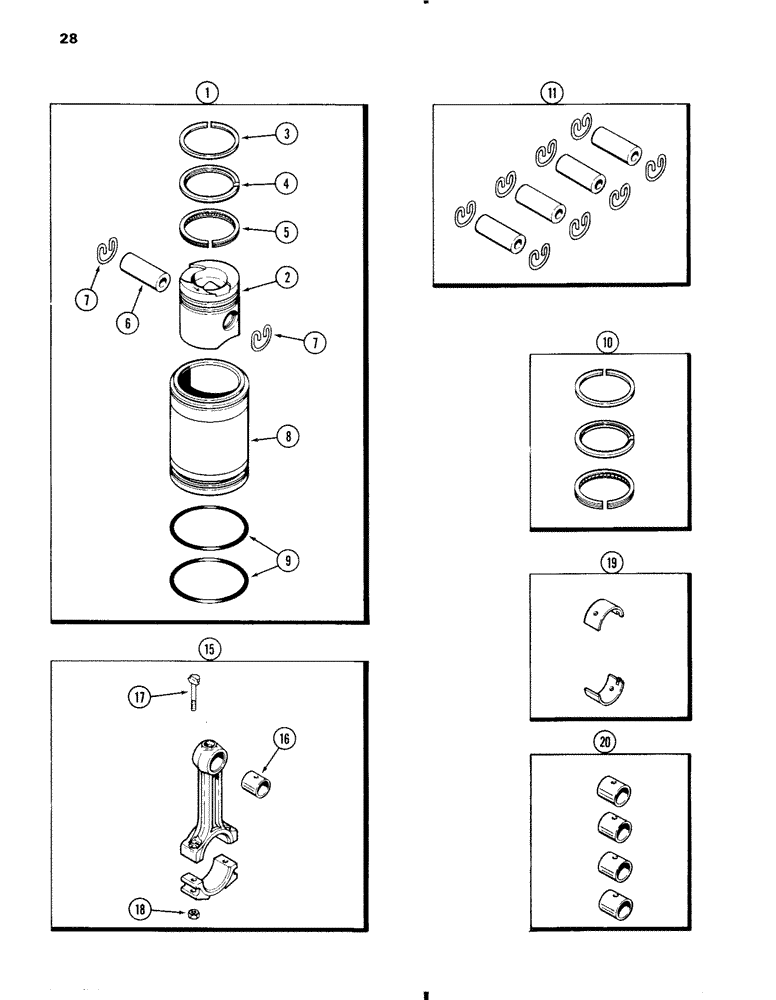 Схема запчастей Case W11 - (028) - PISTONS, 207 DIESEL ENGINE (02) - ENGINE