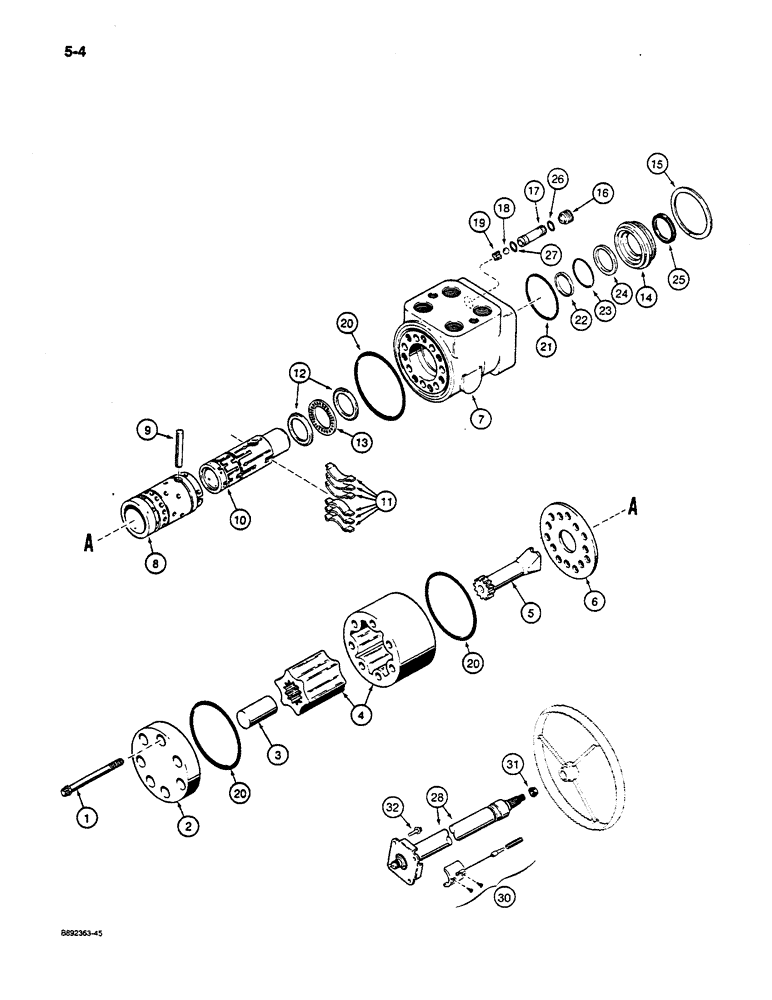 Схема запчастей Case W14C - (5-04) - STEERING CONTROL VALVE AND COLUMN (05) - STEERING