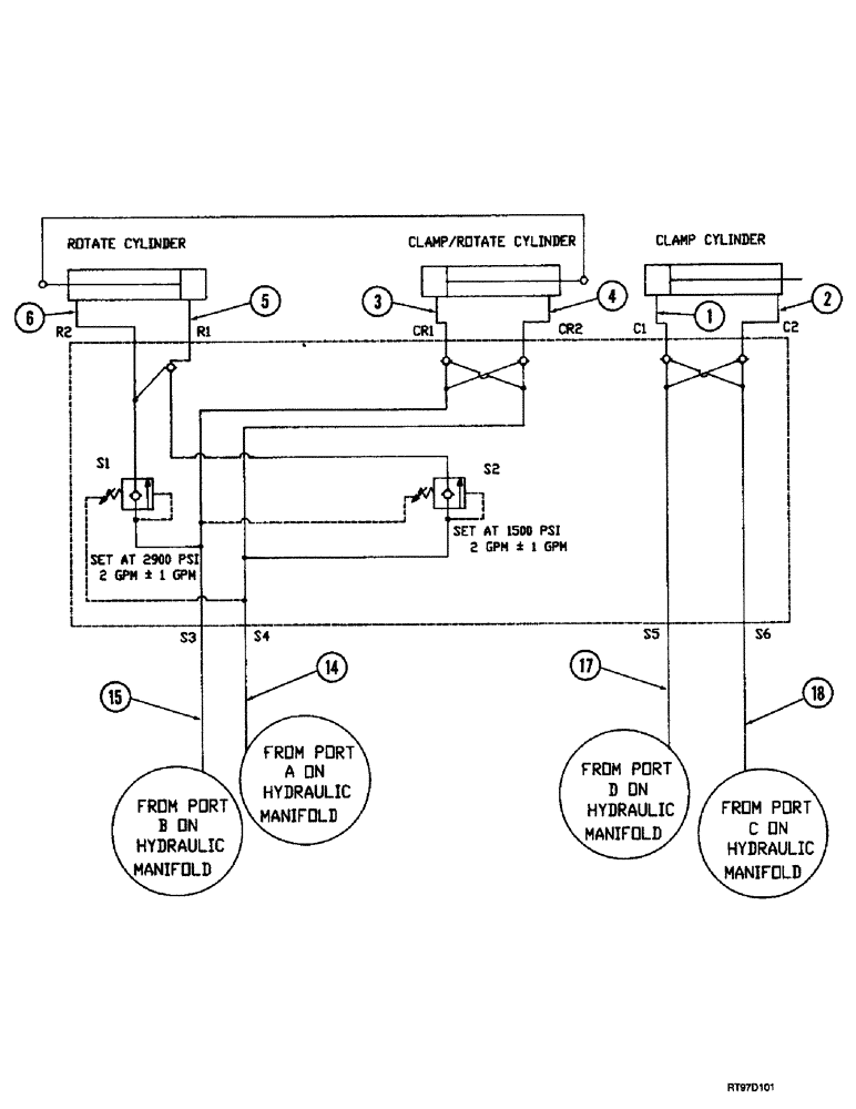 Схема запчастей Case 400TX - (9-50) - HYDRAULIC CIRCUIT - POWER WRENCH 