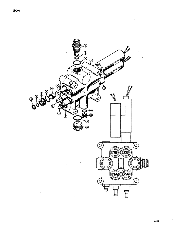 Схема запчастей Case W24 - (204) - L51306 LOADER CONTROL VALVE (2 SPOOL) (08) - HYDRAULICS