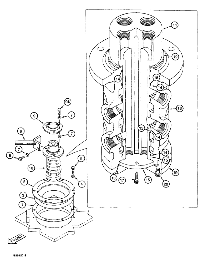 Схема запчастей Case 9010 - (6-16) - HYDRAULIC SWIVEL (06) - POWER TRAIN