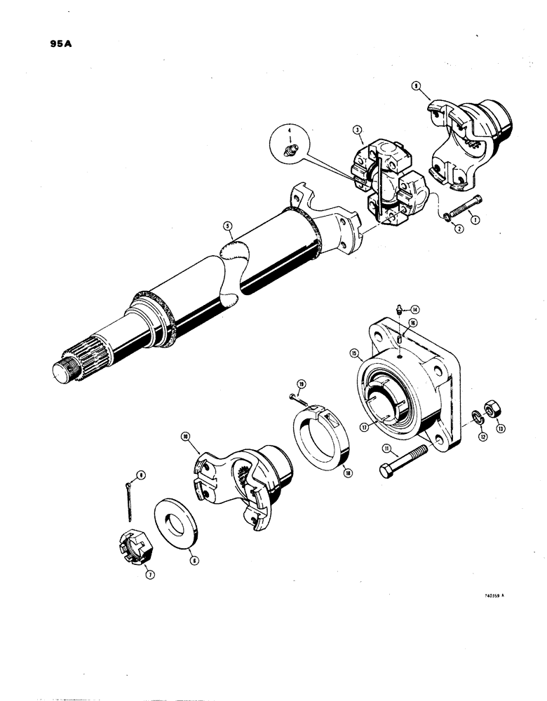 Схема запчастей Case W24B - (095A) - FRONT AXLE DRIVE SHAFT (AXLE END), UNITS WITH FLEX PLATE DRIVE/TRAC SN. 9115926 AND AFTER, (06) - POWER TRAIN