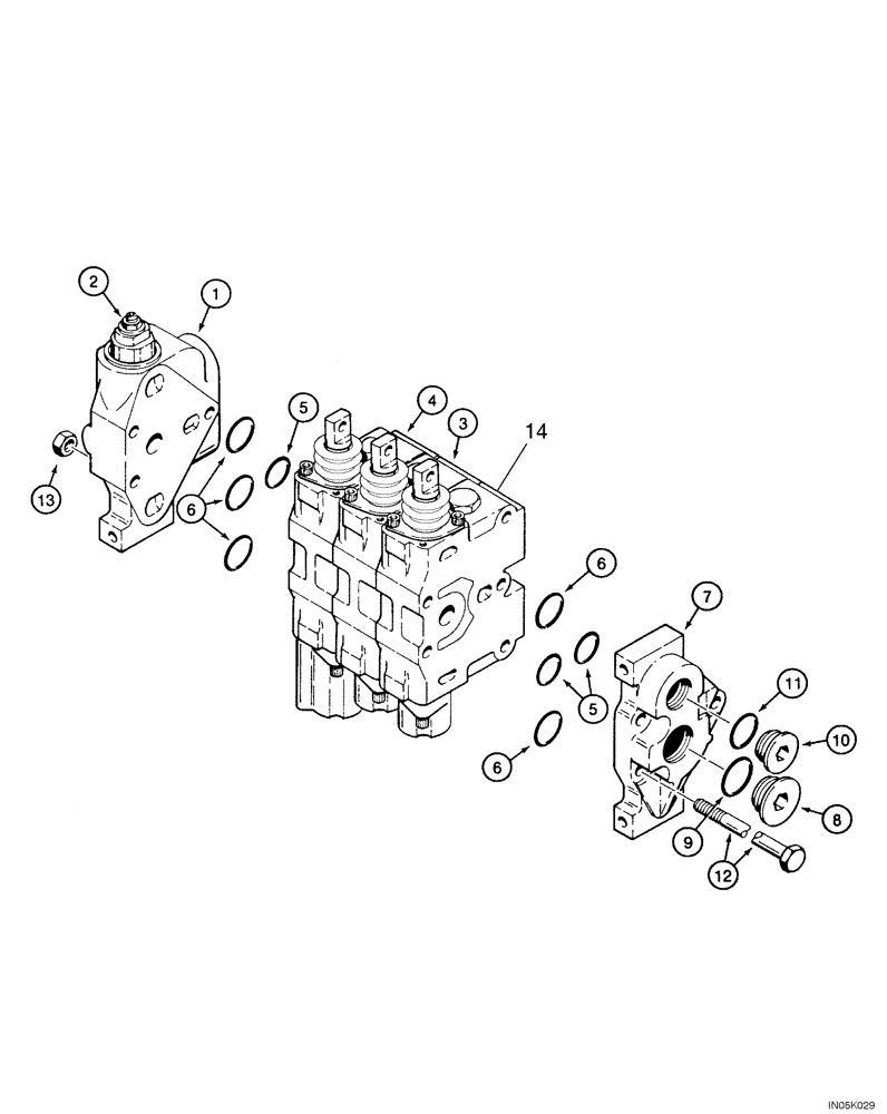 Схема запчастей Case 550H-IND - (08-16) - VALVE, CONTROL, 3 SECTIONS (08) - HYDRAULICS