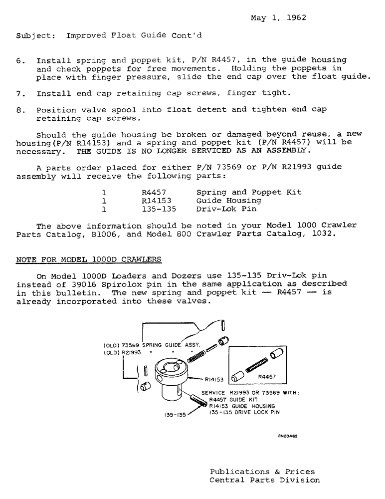 Схема запчастей Case 1000C - (001F) - PARTS BULLETIN, CONTINUED (00) - GENERAL
