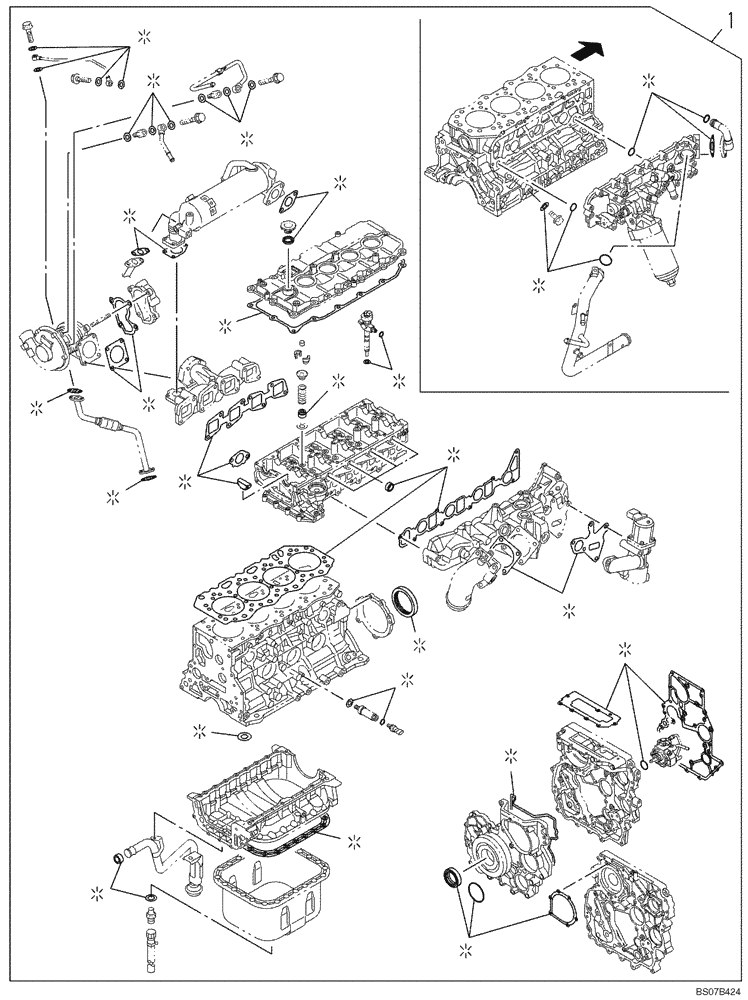 Схема запчастей Case CX130B - (02-07) - PACKAGE SEALS- LARGE - ENGINE (02) - ENGINE