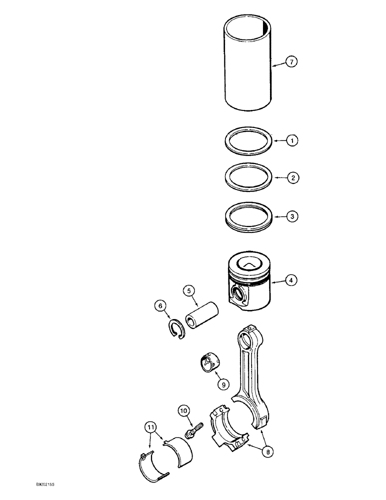 Схема запчастей Case 1150E - (2-094) - PISTONS, 6T-590 ENGINE, CONNECTING RODS (02) - ENGINE