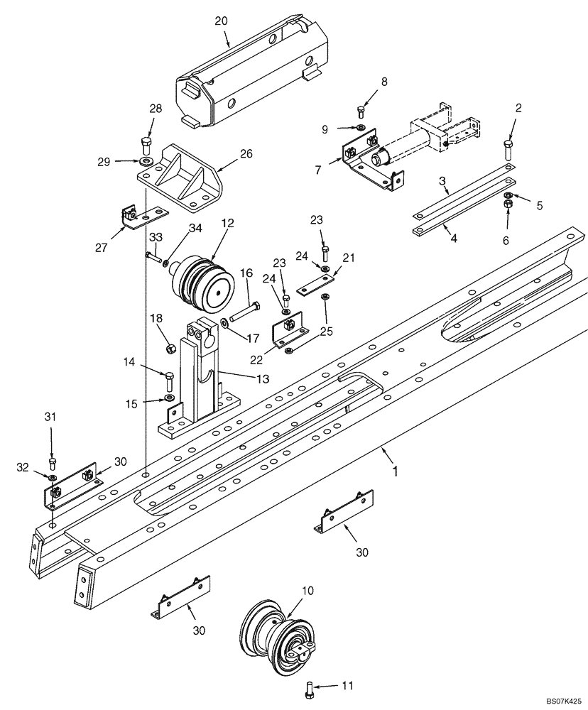 Схема запчастей Case 750L - (05-01) - FRAME, TRACK - ROLLER AND RECOIL HOUSING (11) - TRACKS/STEERING